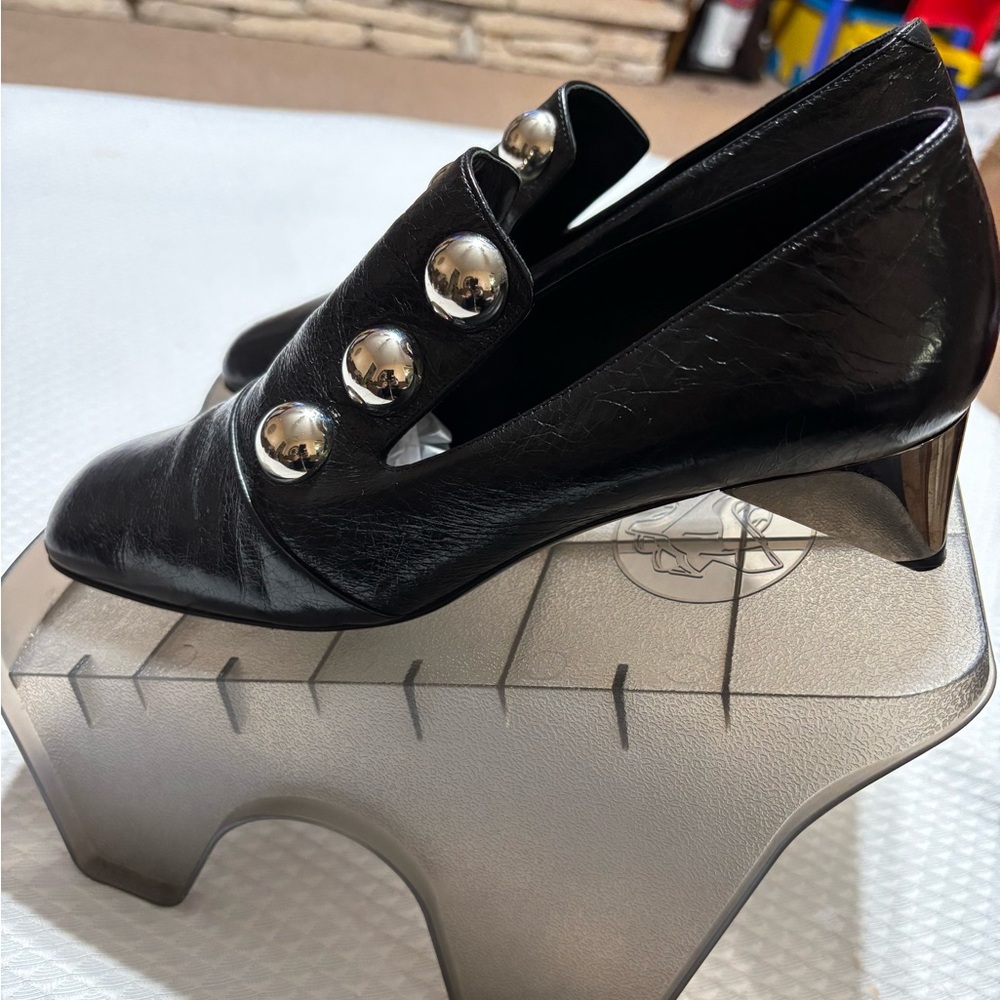Burberry Black Heels with Silver Accents